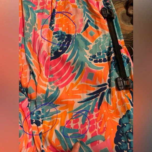 LILLY PULITZER Palm Pineapple Long Maxi Pink Orange Blue Skirt Floral size M - Picture 14 of 16